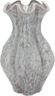 DK Design Bloemenvaas Inga Driss - grijs - 19 x 25 cm - unieke glazuurlook