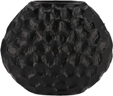 DK Design Bloemenvaas Inga Jada - plat model - zwart - 25,5 x 12 cm - moderne vaas - schub motief