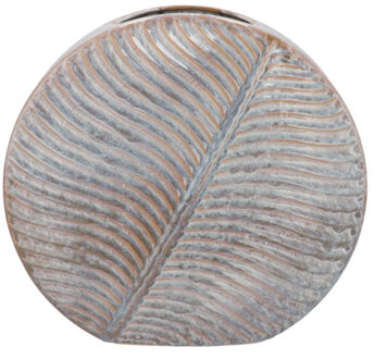 DK Design Bloemenvaas Inga Leaf - plat model - rustiek grijs - 42 x 15 cm - moderne vaas - bladmotief