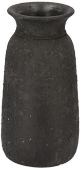 DK Design Bloemenvaas kruik model Maya - verweerd zwart - D16 x H30 cm - rustieke vaas