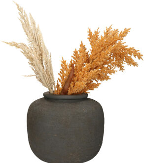 DK Design Bloemenvaas kruik/pot model Batu - oud grijs - D28 x H22 cm - rustieke vaas