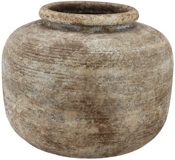 DK Design Bloemenvaas kruik/pot model Batu - zandkleur - D32 x H25 cm - rustieke vaas