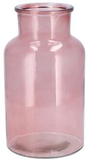 DK Design Bloemenvaas melkbus fles - helder glas oudroze - D15 x H26 cm - Vazen