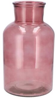 DK Design Bloemenvaas melkbus fles - helder glas oudroze - D17 x H30 cm - Vazen