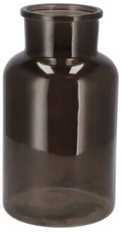 DK Design Bloemenvaas melkbus fles - helder glas zwart - D15 x H26 cm - Vazen Grijs