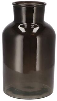 DK Design Bloemenvaas melkbus fles - helder glas zwart - D17 x H30 cm - Vazen Grijs
