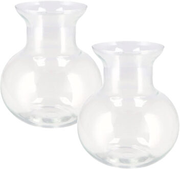 DK Design Bloemenvaas Mira - 2x - bol vaas model - transparant glas - D16 x H17 cm