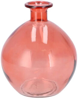 DK Design Bloemenvaas rond model - helder gekleurd glas - koraal roze - D13 x H15 cm