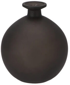 DK Design Bloemenvaas rond model - helder gekleurd glas - mat zwart - D13 x H15 cm