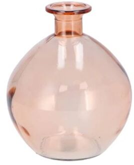 DK Design Bloemenvaas rond model - helder gekleurd glas - perzik roze - D13 x H15 cm - Vazen Oranje