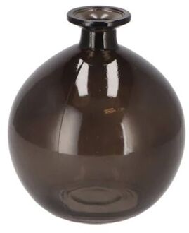DK Design Bloemenvaas rond model - helder gekleurd glas - zwart - D13 x H15 cm - Vazen Grijs