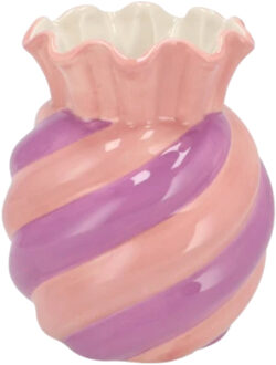 DK Design Bloemenvaas Sweety - boeket vaas - keramiek - roze/paars - 13 x 16 cm