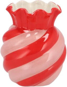 DK Design Bloemenvaas Sweety - boeket vaas - keramiek - roze/rood - 13 x 16 cm