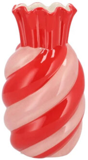 DK Design Bloemenvaas Sweety - boeket vaas - keramiek - roze/rood - 13 x 23 cm