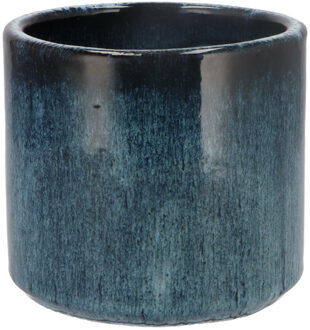 DK Design Bloempot Blue Glaze - rond - blauw - D14xH15cm - ombre