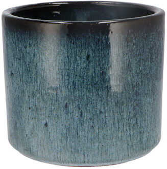 DK Design Bloempot Blue Glaze - rond - blauw - D15xH17cm - ombre
