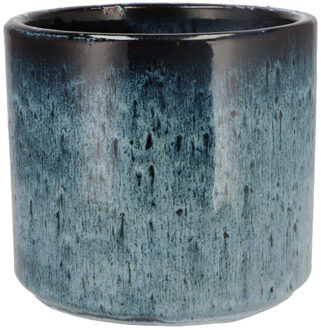 DK Design Bloempot Blue Glaze - rond - blauw - D18xH20cm - ombre