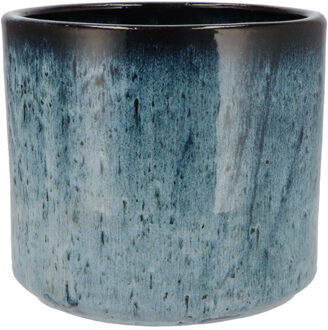 DK Design Bloempot Blue Glaze - rond - blauw - D21xH24 cm - ombre