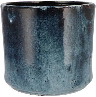 DK Design Bloempot Blue Glaze - rond - blauw - D23xH26 cm - ombre