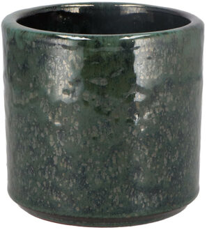 DK Design Bloempot Green Glaze - rond - groen - D12xH13 cm - glanzend