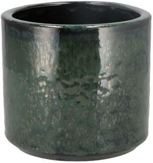 DK Design Bloempot Green Glaze - rond - groen - D14xH15cm - glans