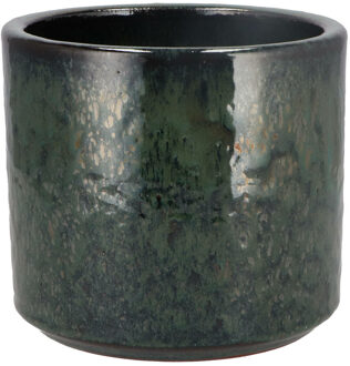 DK Design Bloempot Green Glaze - rond - groen - D15 x H17 cm - glans