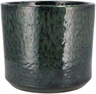 DK Design Bloempot - Green Glaze - rond - groen - D23xH26cm - glanzend
