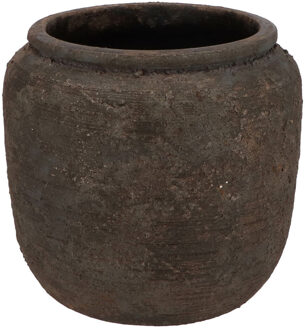DK Design Bloempot kruik model Batu - roestbruin - D18 x H16 cm - rustiek