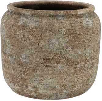 DK Design Bloempot kruik model Batu - zandkleur - D22 x H20 cm - rustiek