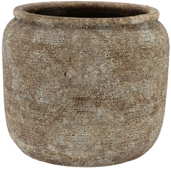 DK Design Bloempot kruik model Batu - zandkleur - D24 x H21 cm - rustiek