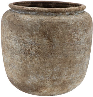 DK Design Bloempot kruik model Batu - zandkleur - D26 x H27 cm - rustiek