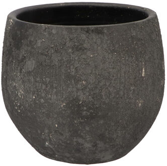 DK Design Bloempot Maya - rond - verweerd zwart - 21 x 24 cm