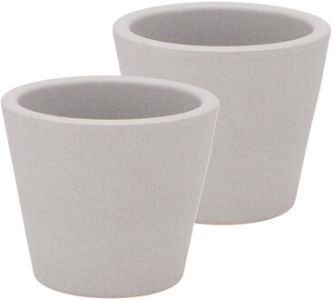 DK Design Bloempot/plantenpot - 2x - Vinci - lichtgrijs mat - voor kamerplant - D10 x H12 cm