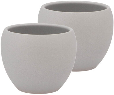 DK Design Bloempot/plantenpot - 2x - Vinci - lichtgrijs mat - voor kamerplant - D11 x H14 cm
