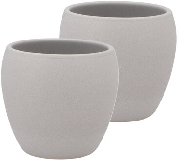 DK Design Bloempot/plantenpot - 2x - Vinci - lichtgrijs mat - voor kamerplant - D13 x H14 cm