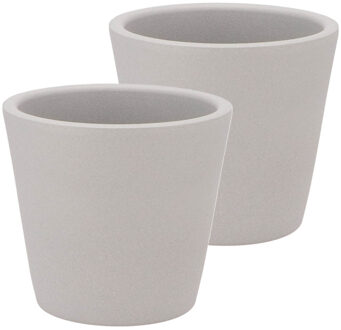 DK Design Bloempot/plantenpot - 2x - Vinci - lichtgrijs mat - voor kamerplant - D13 x H15 cm
