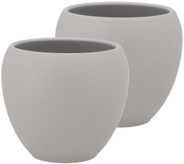 DK Design Bloempot/plantenpot - 2x - Vinci - lichtgrijs mat - voor kamerplant - D15 x H17 cm