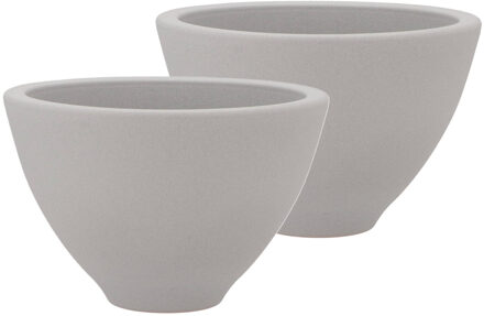DK Design Bloempot/plantenpot - 2x - Vinci - lichtgrijs mat - voor kamerplant - D15 x H23 cm