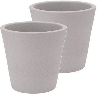 DK Design Bloempot/plantenpot - 2x - Vinci - lichtgrijs mat - voor kamerplant - D16 x H18 cm