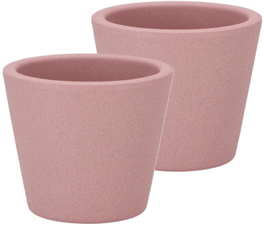 DK Design Bloempot/plantenpot - 2x - Vinci - lichtroze mat - voor kamerplant - D10 x H12 cm