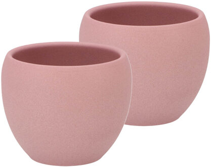 DK Design Bloempot/plantenpot - 2x - Vinci - lichtroze mat - voor kamerplant - D11 x H14 cm