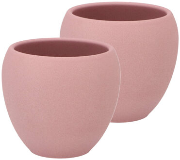 DK Design Bloempot/plantenpot - 2x - Vinci - lichtroze mat - voor kamerplant - D15 x H17 cm