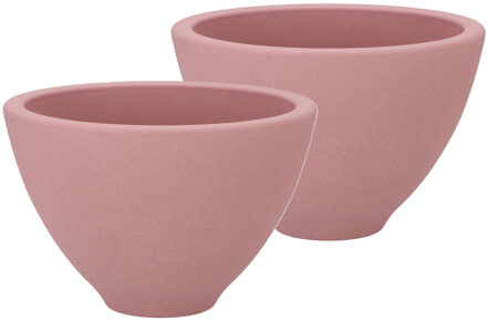 DK Design Bloempot/plantenpot - 2x - Vinci - lichtroze mat - voor kamerplant - D15 x H23 cm