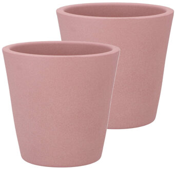 DK Design Bloempot/plantenpot - 2x - Vinci - lichtroze mat - voor kamerplant - D16 x H18 cm