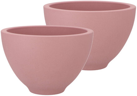 DK Design Bloempot/plantenpot - 2x - Vinci - lichtroze mat - voor kamerplant - D18 x H27 cm