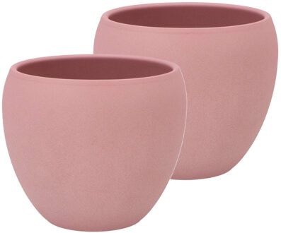 DK Design Bloempot/plantenpot - 2x - Vinci - lichtroze mat - voor kamerplant - D19 x H22 cm