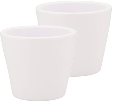 DK Design Bloempot/plantenpot - 2x - Vinci - wit mat - voor kamerplant - D10 x H12 cm
