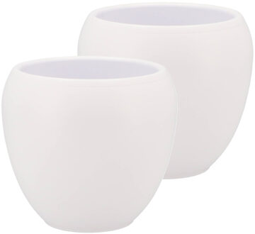DK Design Bloempot/plantenpot - 2x - Vinci - wit mat - voor kamerplant - D15 x H17 cm