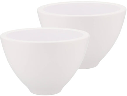 DK Design Bloempot/plantenpot - 2x - Vinci - wit mat - voor kamerplant - D15 x H23 cm