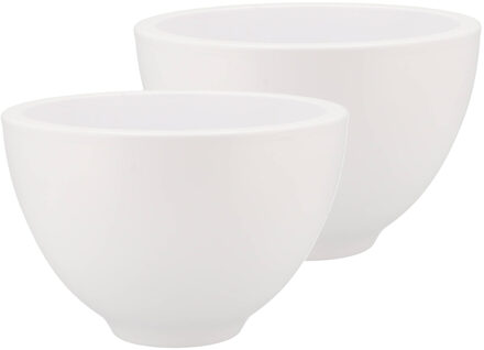 DK Design Bloempot/plantenpot - 2x - Vinci - wit mat - voor kamerplant - D18 x H27 cm